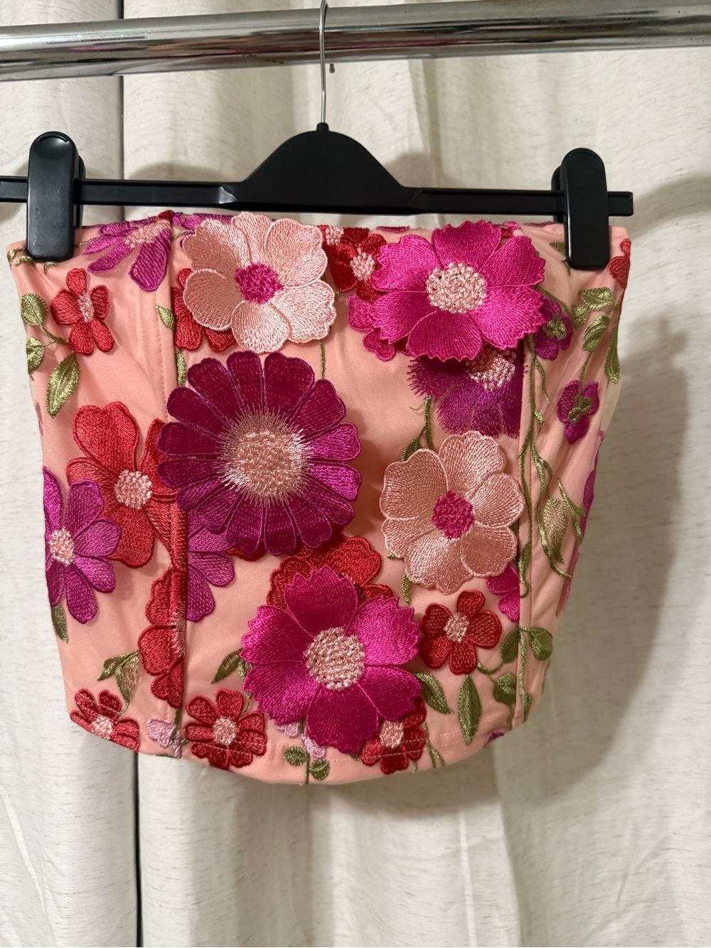 New York & Company Pink Embroidered Floral Mini Skirt